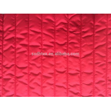 Fashion polyester stripe embroidered thermal padded fabric with quilting for down coats/jacket